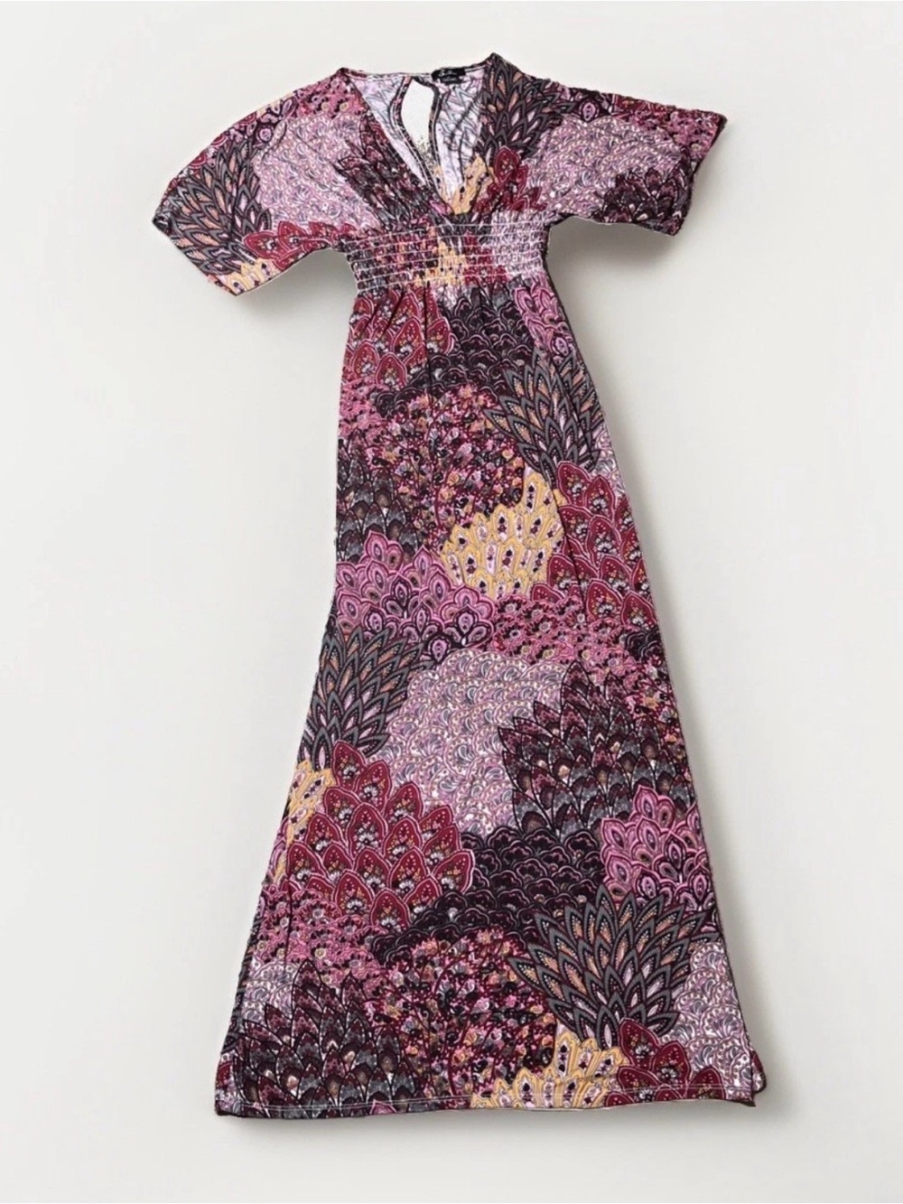 5th & Love Fairy Paisley  Elastic, Smocked Waist Maxi Dress- Size Med Boho Artsy